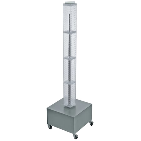 AZAR DISPLAYS Four-Sided Pegboard Floor Revolving Display Panel Size: 4"W x 48"H 700224-CLR